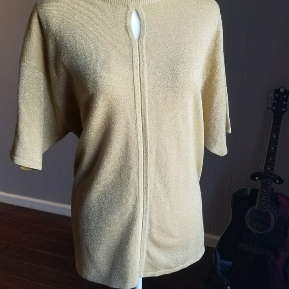 Gold short sleeved keyhole sweater - Picture 7 of 7